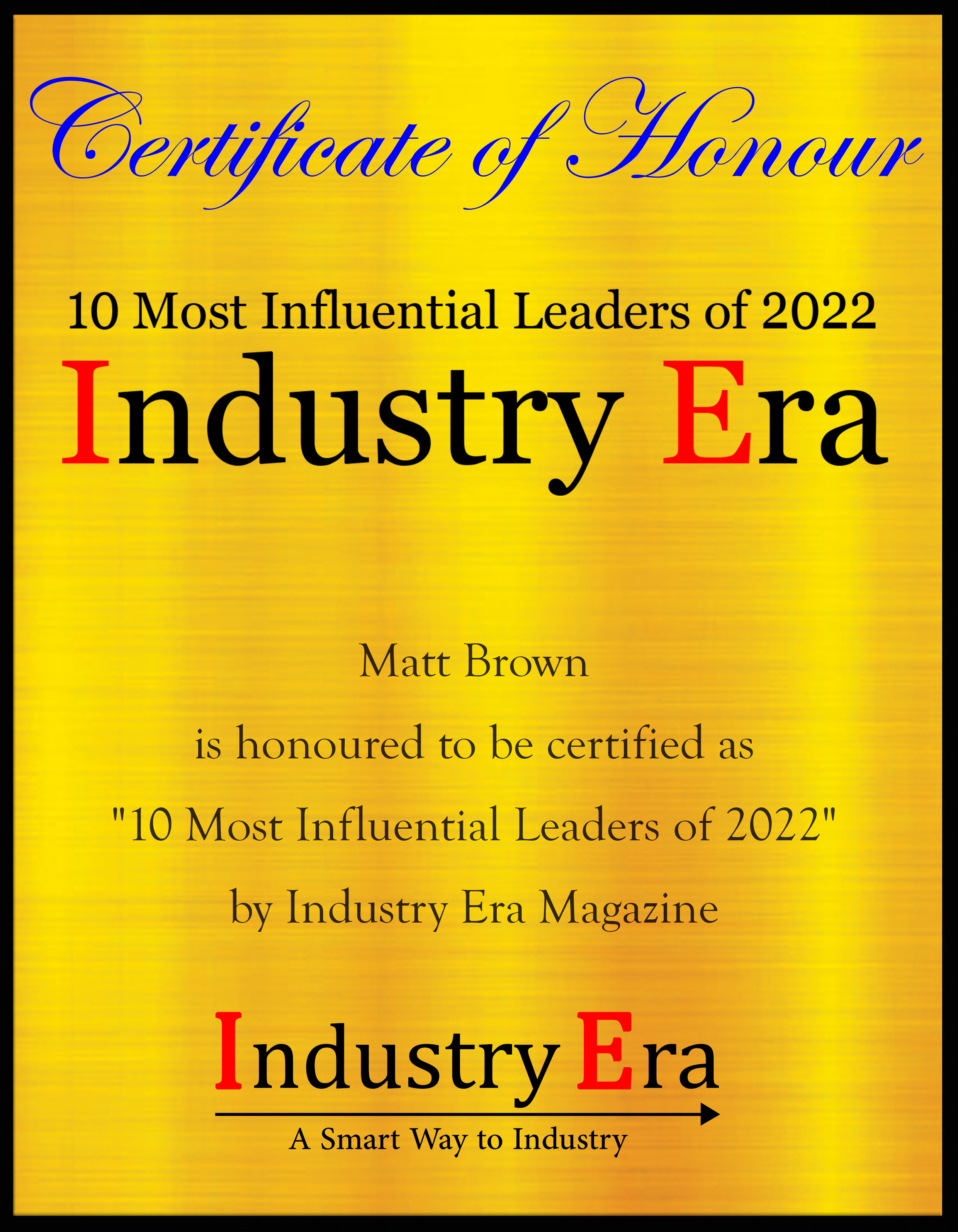 Matt Brown, President of The Brown Company Certificate
