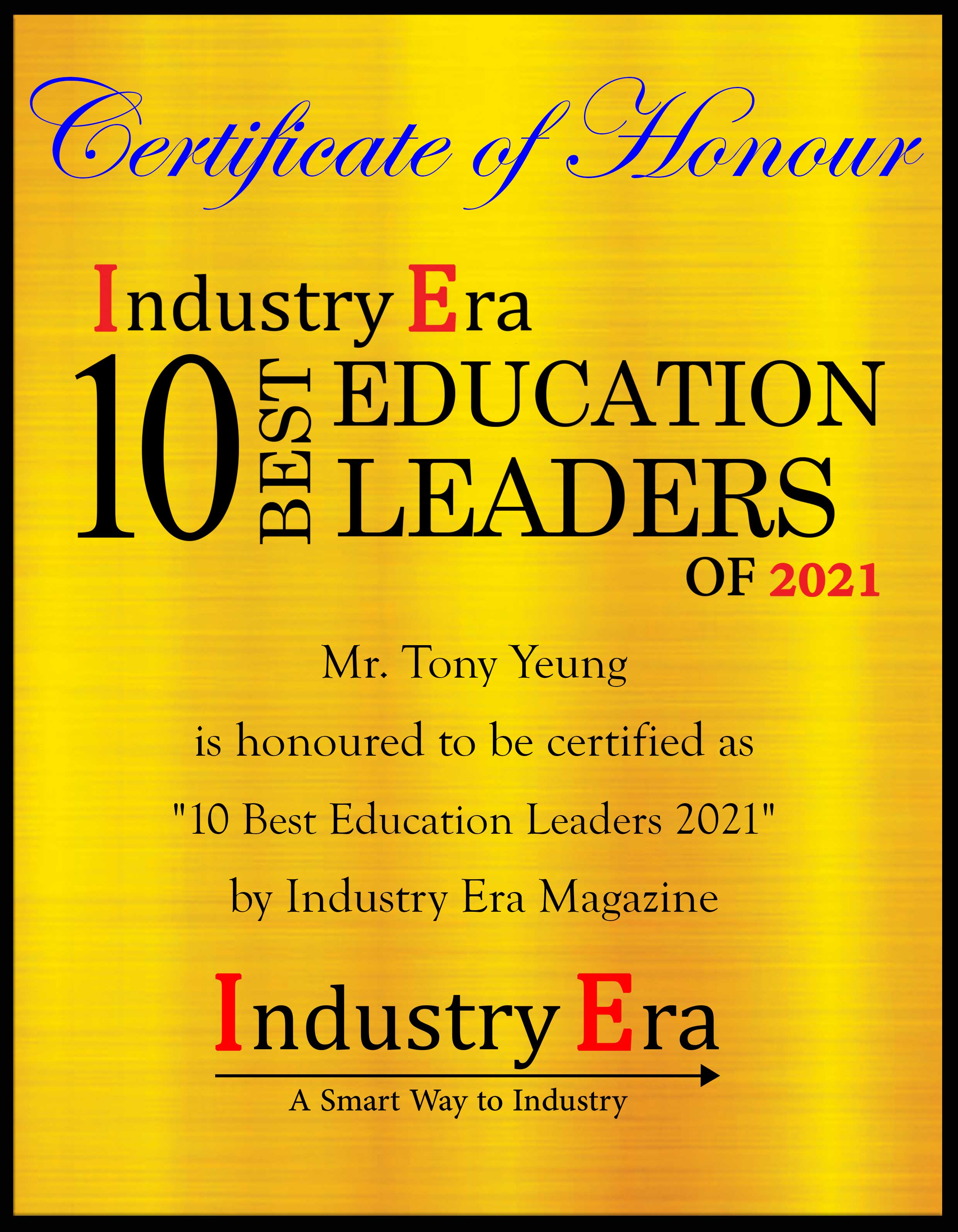 Mr. Tony Yeung, CEO of Danford College Certificate