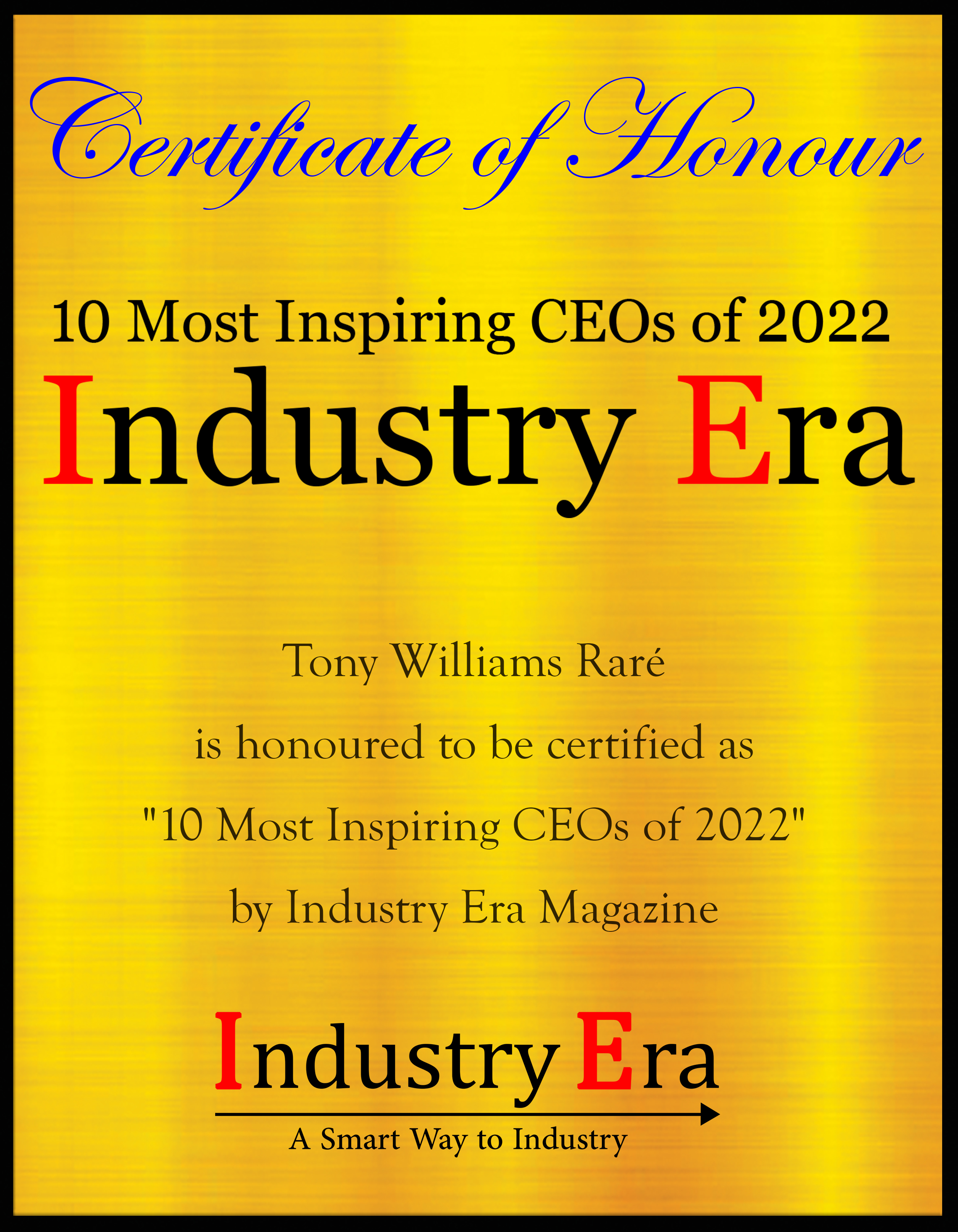 Tony Williams Rare, Chief Executive Officer of Global IT Certificate