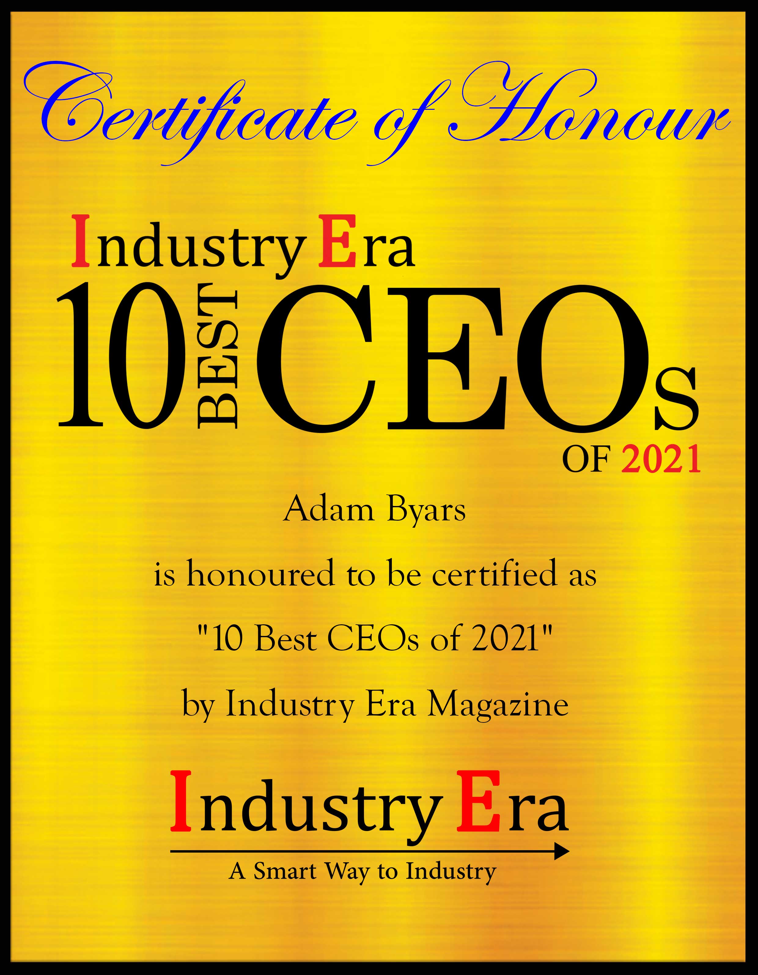 Adam Byars, CEO & Partner of Grid Worldwide Certificate