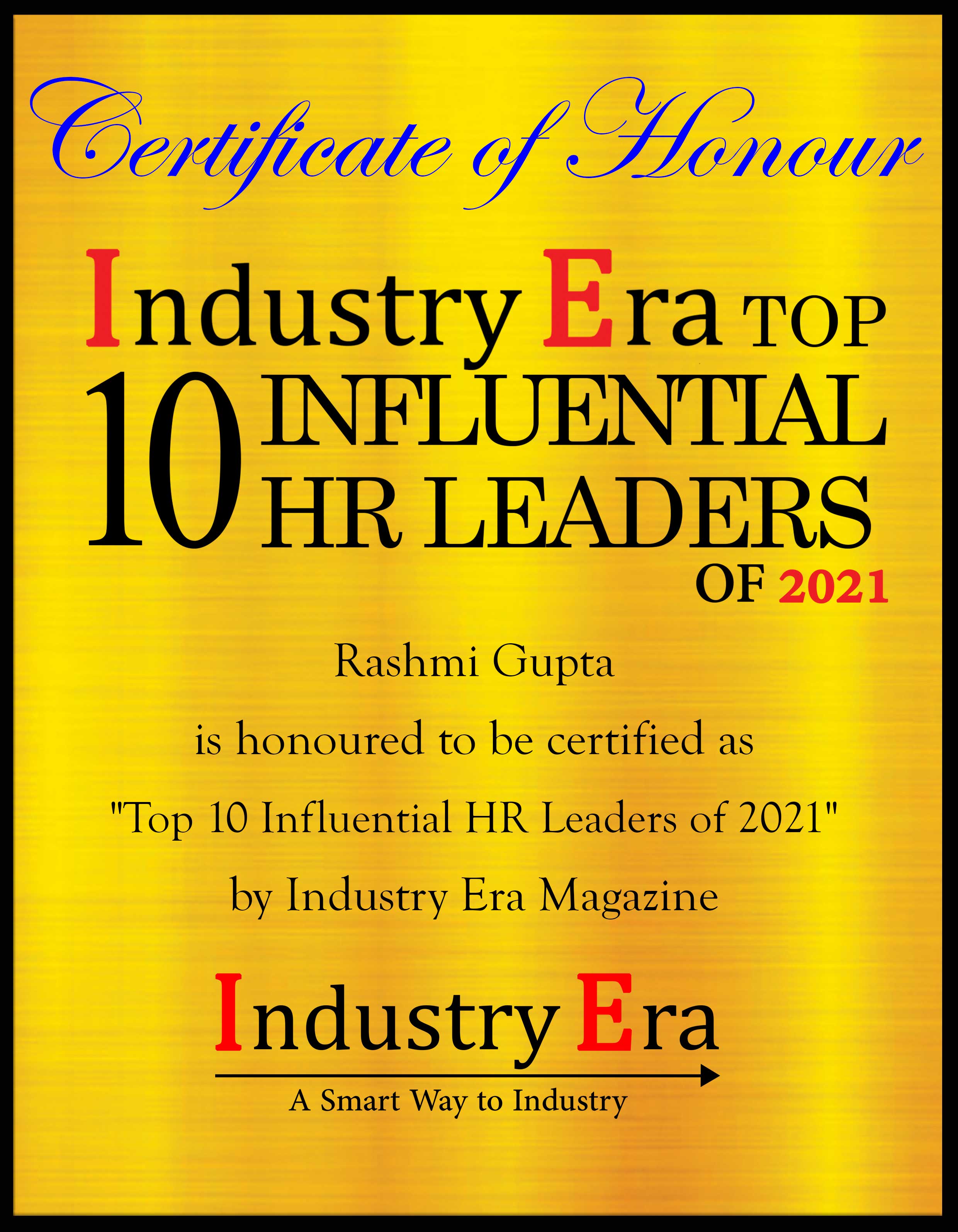 Rashmi Gupta, Chief Human Resources Officer of PRO Unlimited Certificate