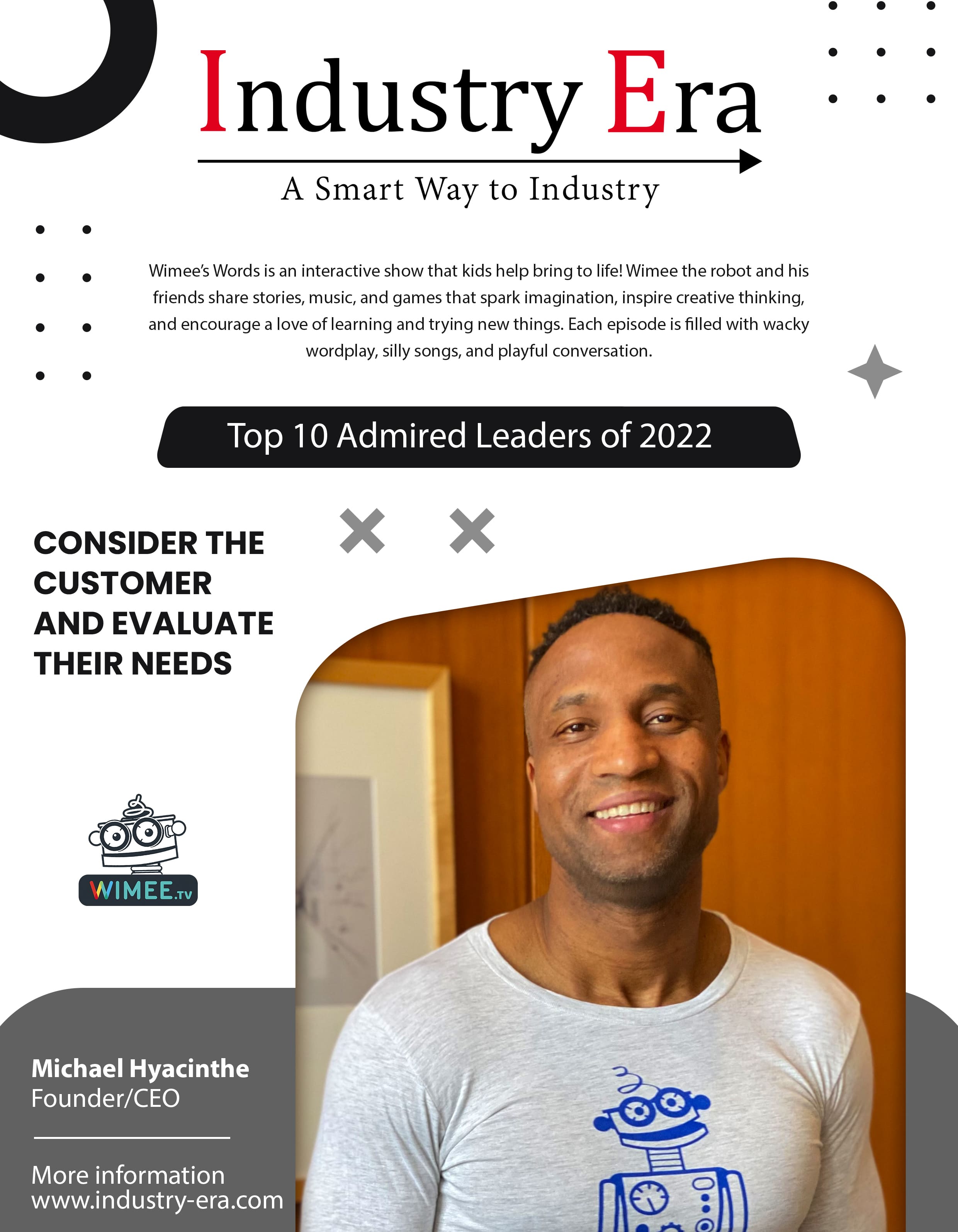Michael Hyacinthe, Founder/CEO of Wimage LLC, Top 10 Admired Leaders of